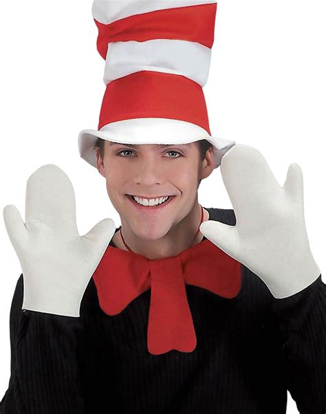 Adult Cat In The Hat White Costume Gloves