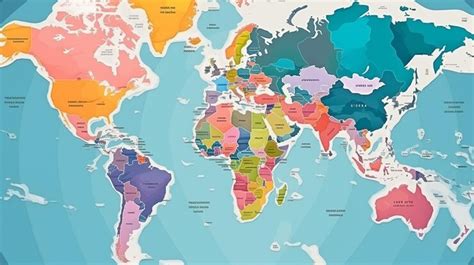 Eine Globale Karte Die Gefärbt Wurde Politische Karten Bunte