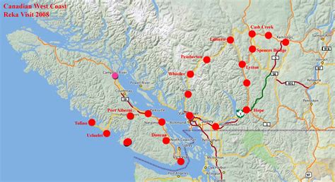 Canadian West Coast Southern Bc Map The Red Dots Indicate Flickr
