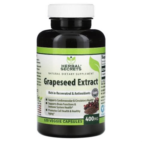 Herbal Secrets Grapeseed Extract 400 Mg 120 Veggie Capsules 120