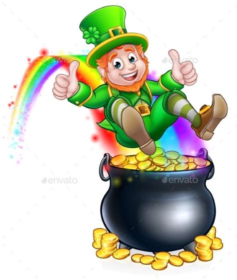 St Patricks Day Leprechaun Pot Of Gold Rainbow St Patricks Day
