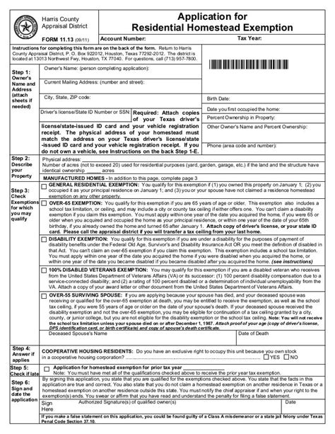 Homestead Exemption Form