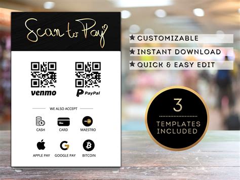 Scan To Pay Qr Code Sign Small Business Sign Venmo Sign Etsy Uk