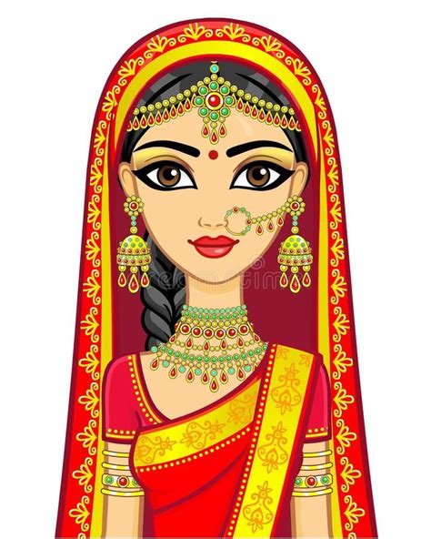 Asian Beauty Animation Portrait Of The Young Indian Girl In