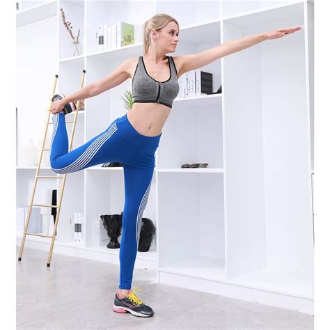 Women High Waist Fitness Spandex Leggings With Reflective Strip Yoga