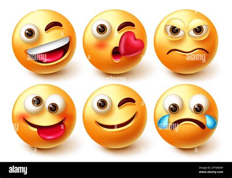 conjunto de caracteres de vector emoticono emoticono emoji emoticonos 3d personajes con