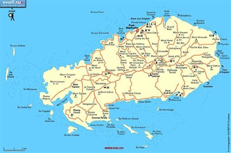 карты Карта острова Родригес Rodrigues Island с автодорогами