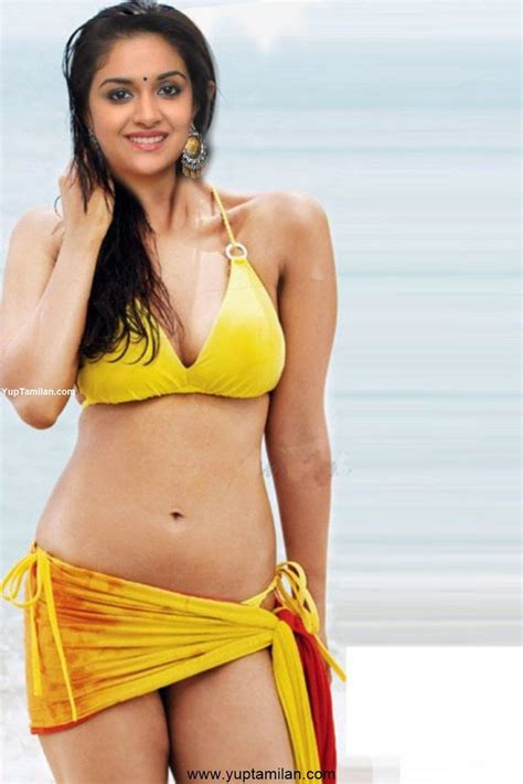 Keerthi Suresh Navel Show Deep Cleavage And Bikini Pictures
