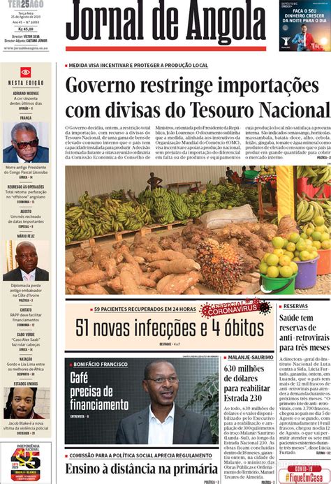 Jornal De Angola Terça 25 De Agosto De 2020
