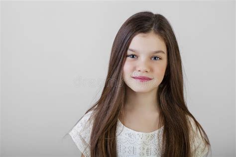 Portrait Of A Charming Brunette Little Girl Stock Image Image Of