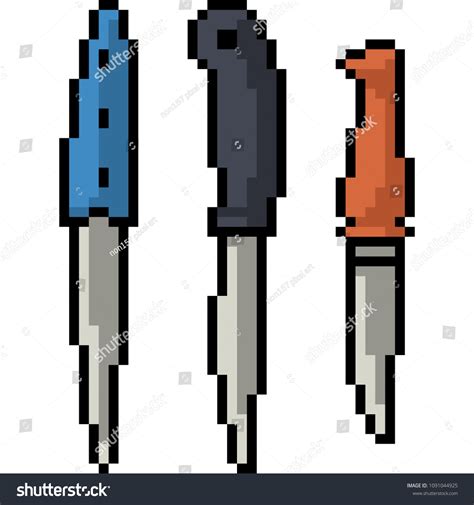 Vector Pixel Art Knife Set Isolated Stock Vector Royalty Free
