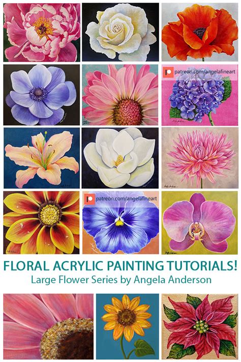 Angela Anderson Art Blog Large Flower Series Acrylic Painting Tutorials