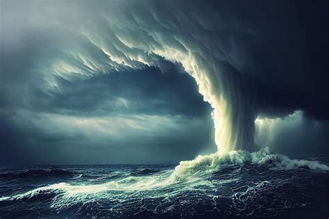 Premium Photo Dangerous Approaching Storm Tornado Over Sea Or Ocean
