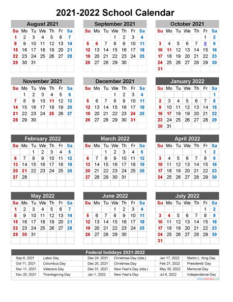 Columbus Academy 2021 2022 Calendar Calendar Page