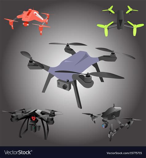Set Of Cartoon Drones Isometric Royalty Free Vector Image