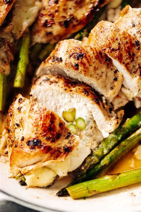 Chicken in the oven cooks faster when covered and retains moisture best this way. The BEST Asparagus Stuffed Chicken Breasts Breasts Recipe - Cafe Delites