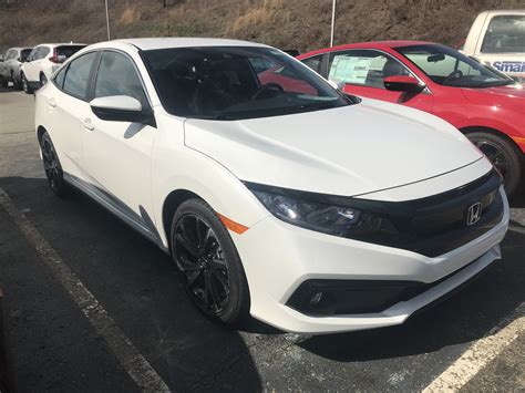 The civic sedan slices through the air with a superior stride.# New 2020 Honda Civic Sedan Sport in Platinum White Pearl ...