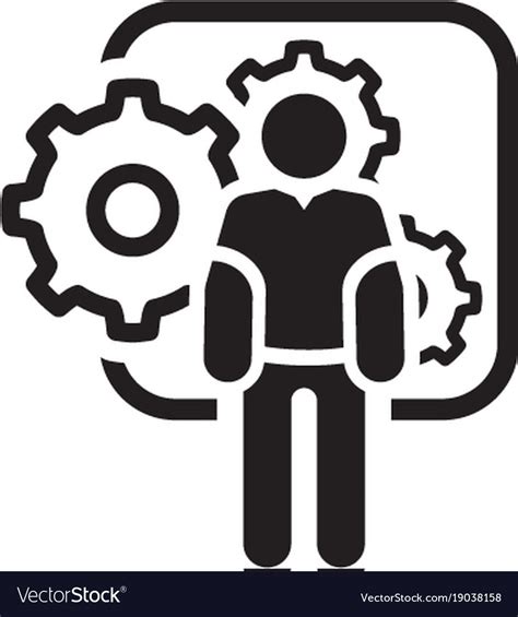 Mechanical Engineering Icon Man And Gears Vector Image