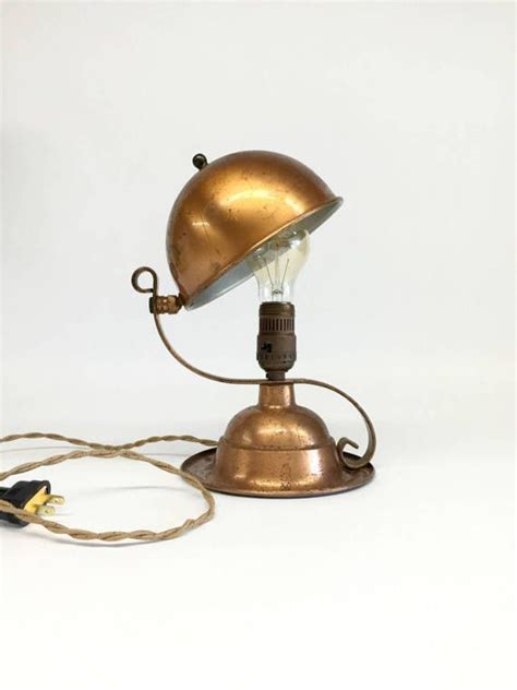 Antique Copper Desk Lamp Vintage Copper Lamp Copper Arts And Crafts