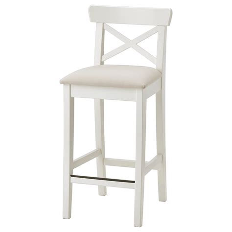 INGOLF Chaise de bar, blanc/Hallarp beige, 65 cm  IKEA