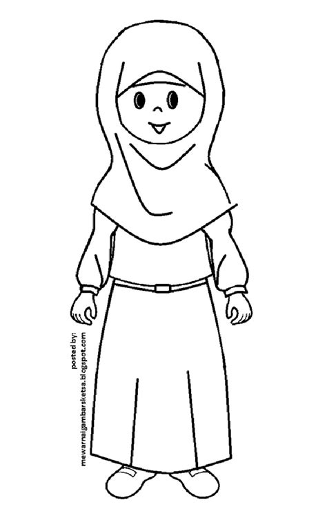 Mewarnai Gambar Mewarnai Gambar Sketsa Kartun Anak Muslimah 42