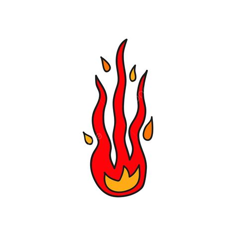 Doodle Colorful Red Fire Icon White Outdoor Illustration Vector White
