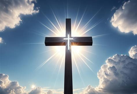 Premium Photo Christian Cross Appears Bright In The Sky Background