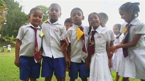 Kandy Sri Lanka February 2014 Sri Lankan Children In School Uniform