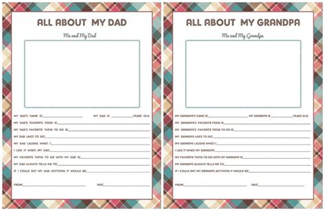 All About My Dad Printable Sheet Grandpa Too Diy Candy