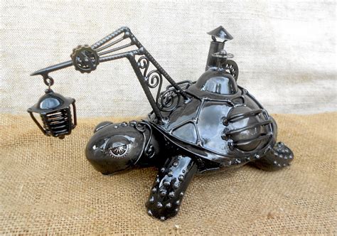 Metal Sculpture Turtle Steampunk Mechanical Turtle House Etsy