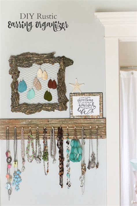 Make a simple and pretty diy jewelry organizer from materials you probably already have around the house. DIY Rustic Earring Organizer - onekriegerchick
