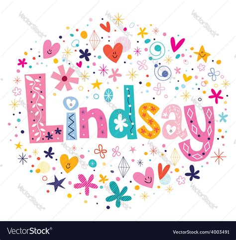 Lindsay Female Name Decorative Lettering Type Vector Image
