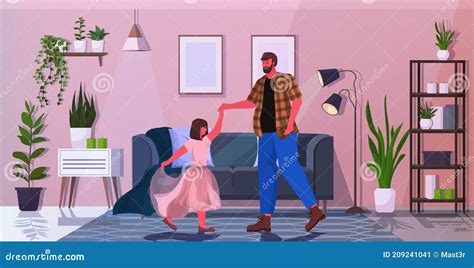 father dancing with little daughter text banner cartoon vector 156238585