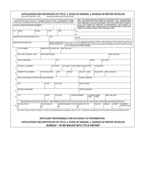 Indiana Title Application Fill Out And Sign Online Dochub
