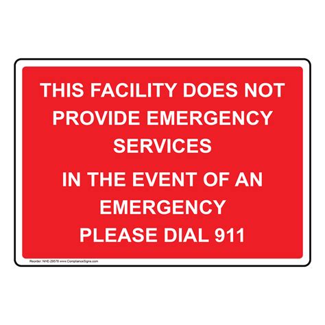 Safety Sign This Facility Does Not Provide Emergency Services