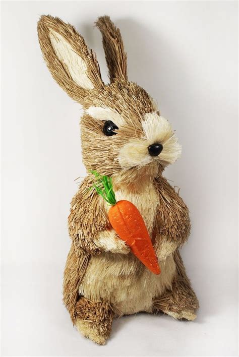 Easter Cute Bunny Rabbit Decoration Natural Sisal Fiber Straw Spring