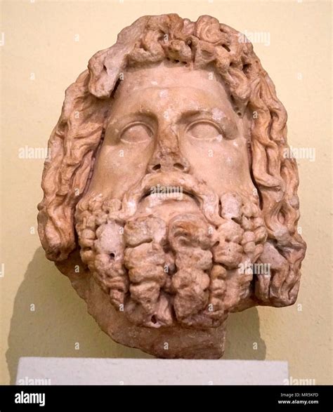 Bust Of The God Serapis Greco Egyptian Marble Roman Work 1st