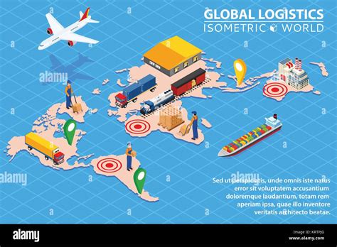 Global Logistics Network With World Map And Transportation Plane And