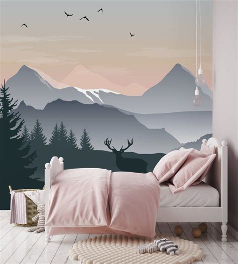Kids pink pop up rabbits wallpaper mural. Removable Wallpaper Self Adhesive Wallpaper Ombre ...