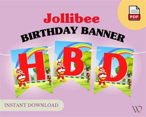 Buy Jollibee Birthday Banner Happy Birthday Banner Jollibee Themed