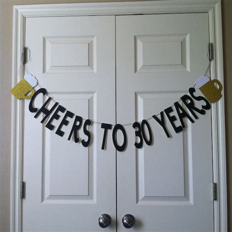Cheers To 30 Years Birthday Banner 30th By Weddingwishlist
