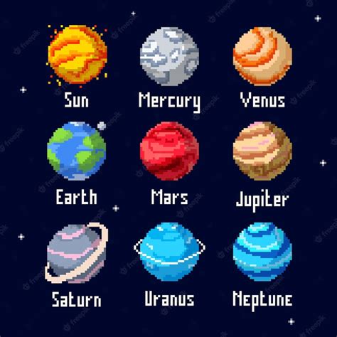 Premium Vector Pixel Planets Set Pixel Art Solar System