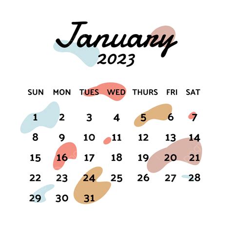 January 2023 Calendar Clipart Vector 2023 Calender January Png And
