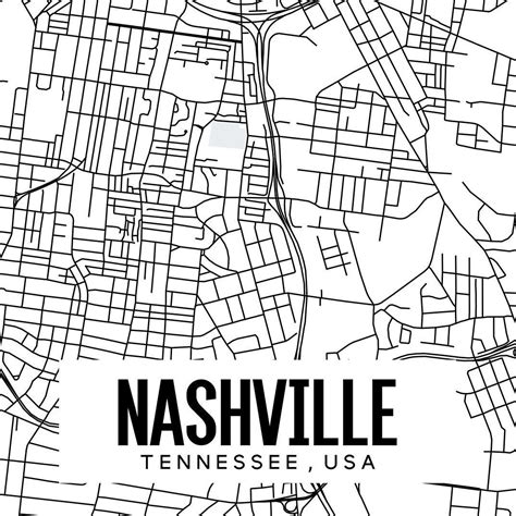 Nashville Tennessee Map Printable Nashville Map Art Tn Map Etsy