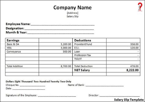 Salary Slip Excel Format Lockqnavigator