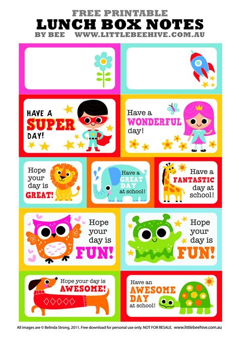 Free Lunch Box Notes Printables