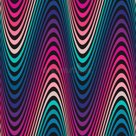 Vector Wavy Seamless Pattern Curved Lines Stripes Colorful Gradient