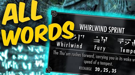 How To Get Whirlwind Sprint In Skyrim Anniversary Edition All Words