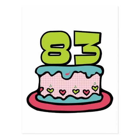 83 year old birthday cake postcard zazzle