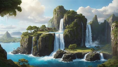 Premium Ai Image Island Oasis A Detailed Matte Painting